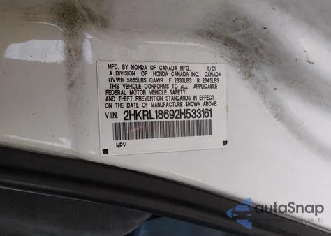 2002 Honda Odyssey Ex z USA, uszkodzony, nr VIN 2HKRL18692H533161